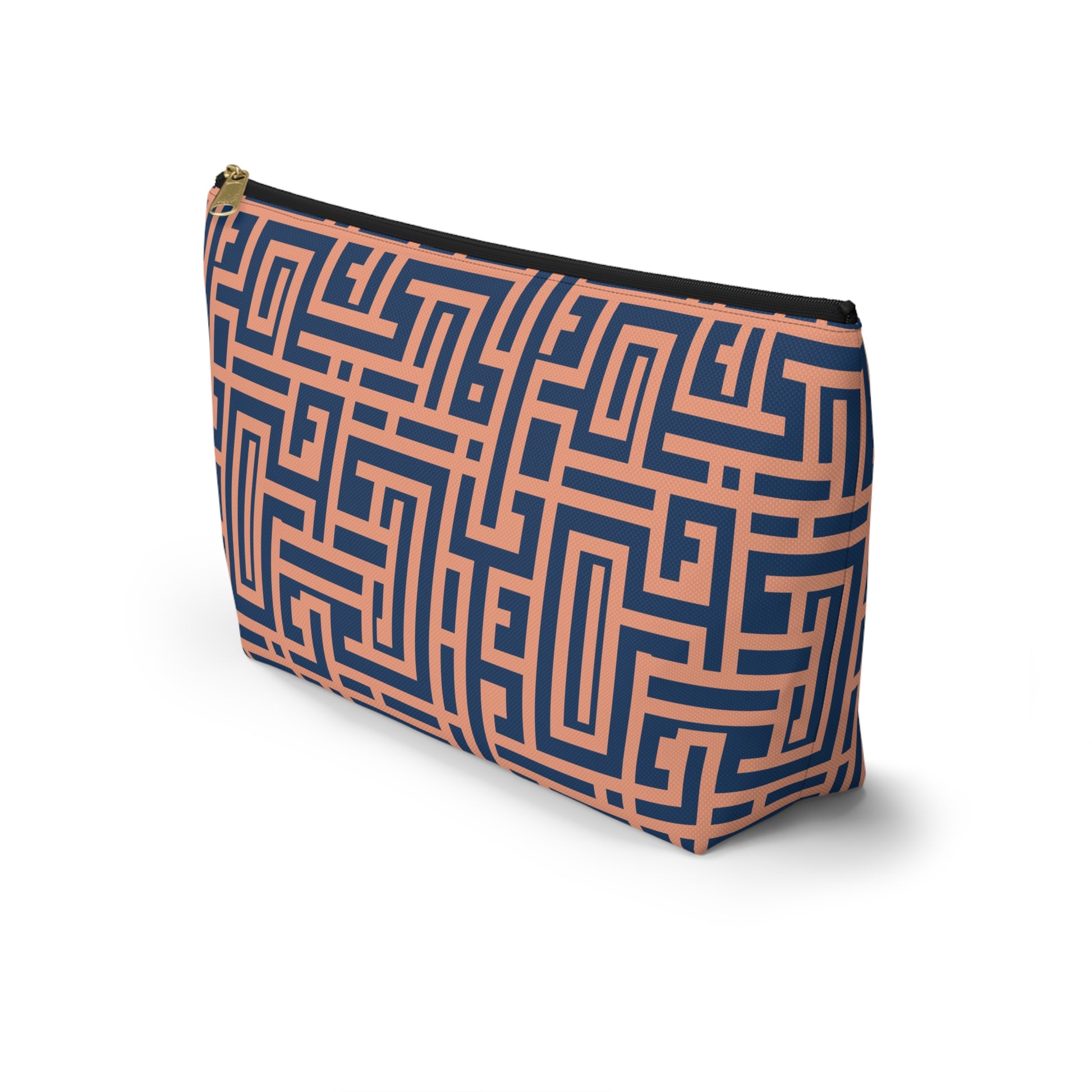 Peony Labyrinth Geometric Background T-bottom Accessory Pouch, Makeup Bag, Travel Organizer, Cute Gift, Essentials Holder, Patterned Clutch