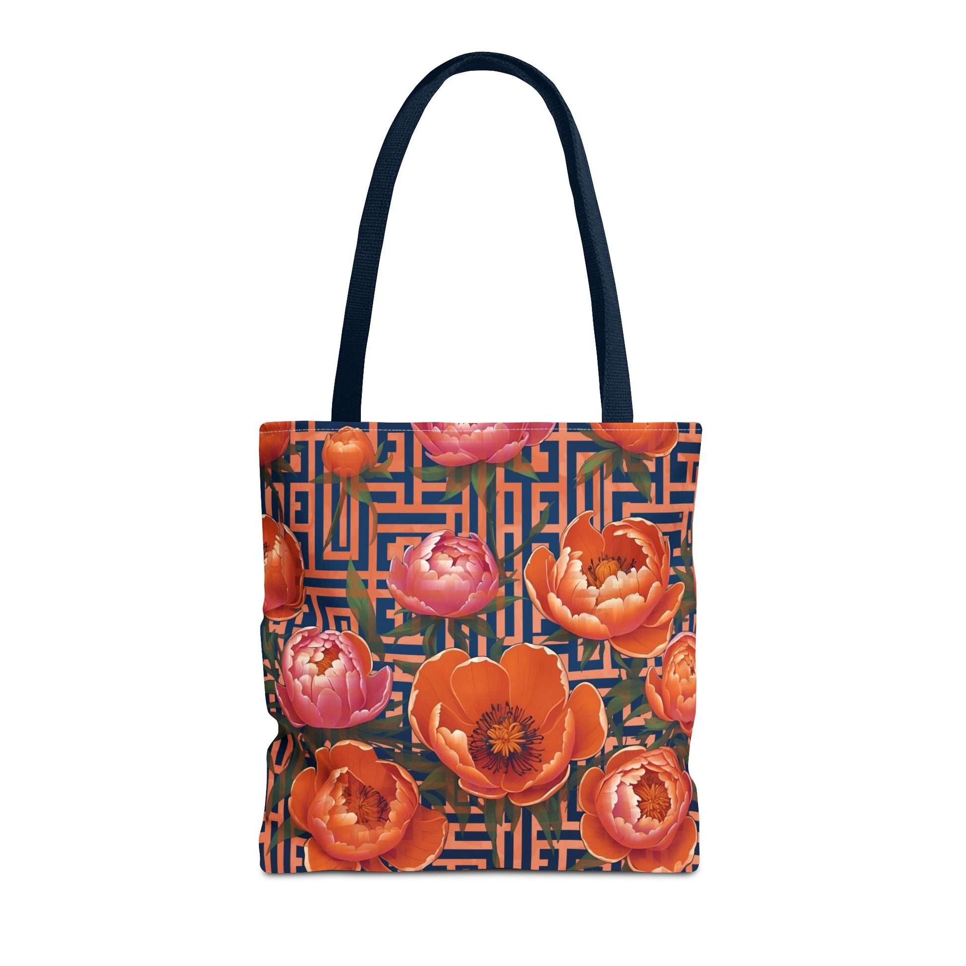 Peony Labyrinth Geometric Floral Tote Bag