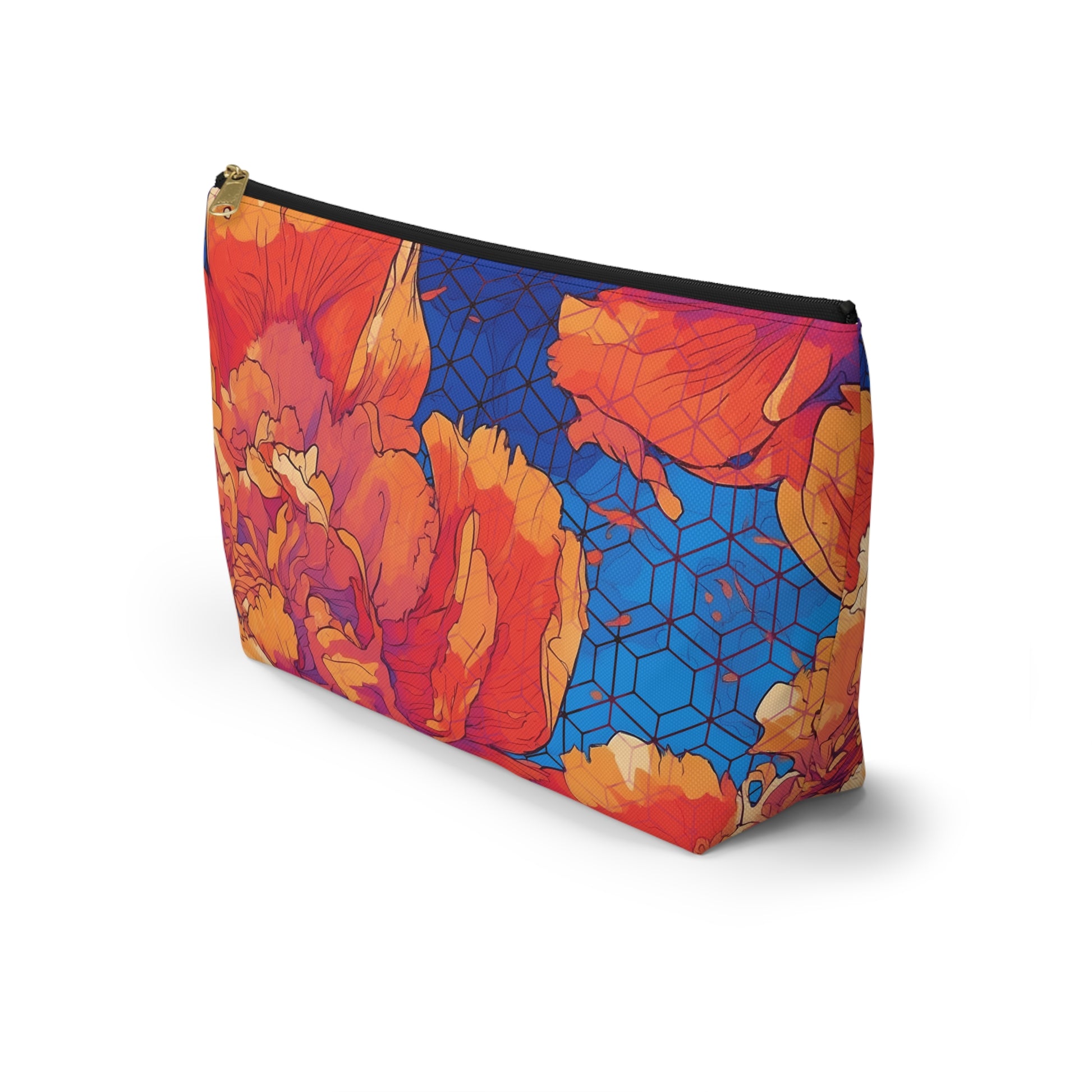 Floral Hex Flame T-Bottom Makeup Bag