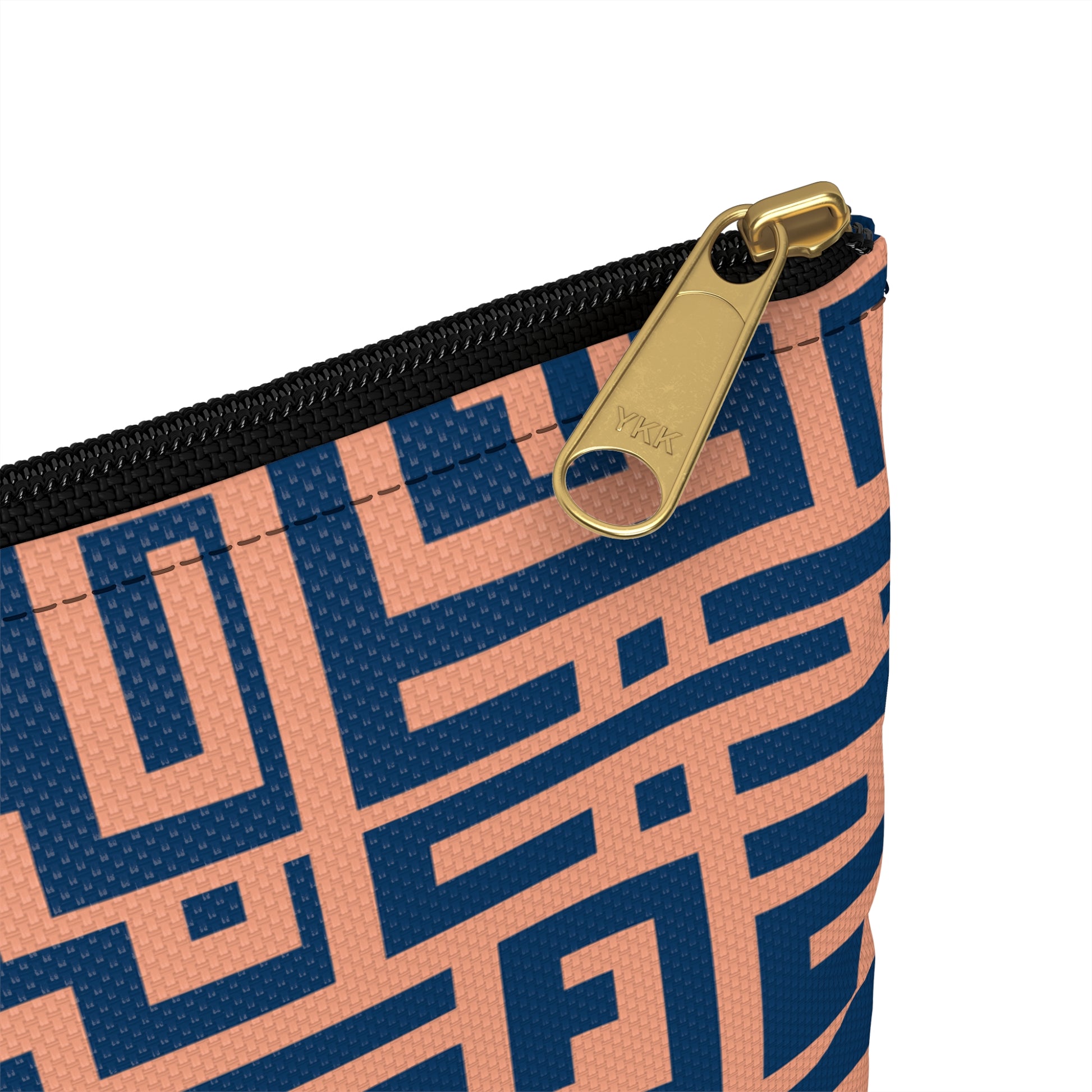 Peony Labyrinth Geometric Background Flat Accessory Pouch, Makeup Bag