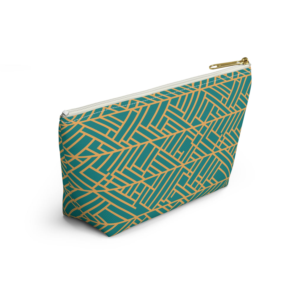 Golden Poppy Matrix Geometric Background T-Bottom Makeup Bag