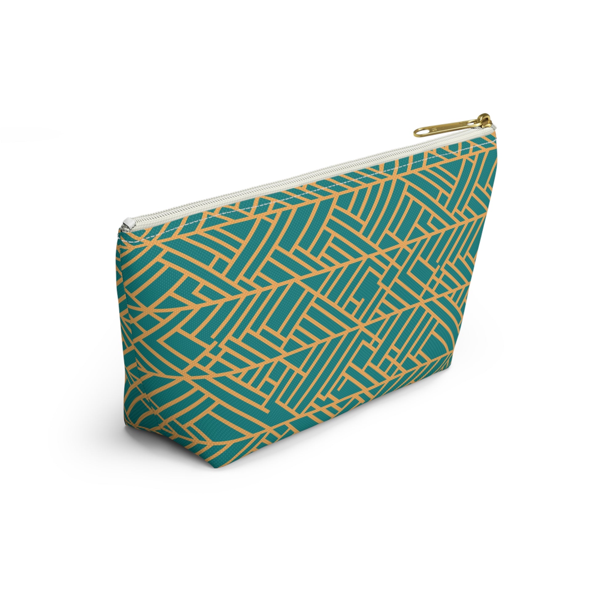 Golden Poppy Matrix Geometric Background T-Bottom Makeup Bag