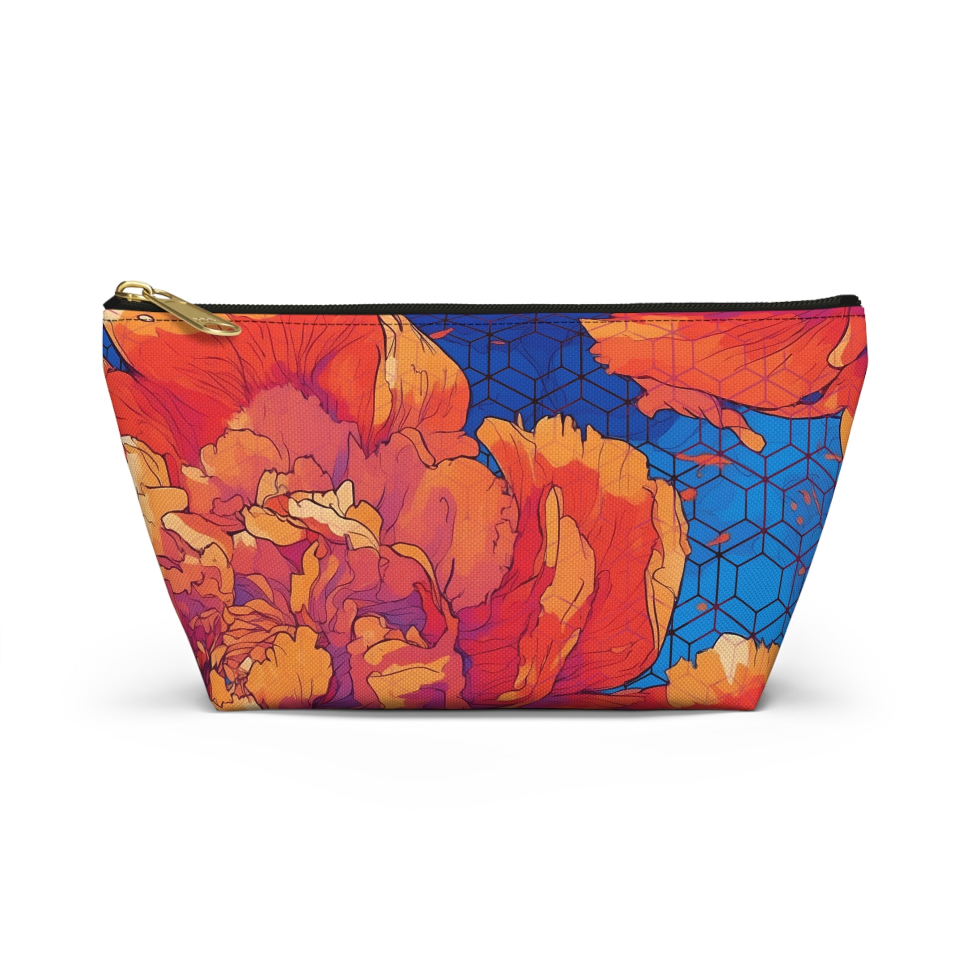 Floral Hex Flame T-Bottom Makeup Bag
